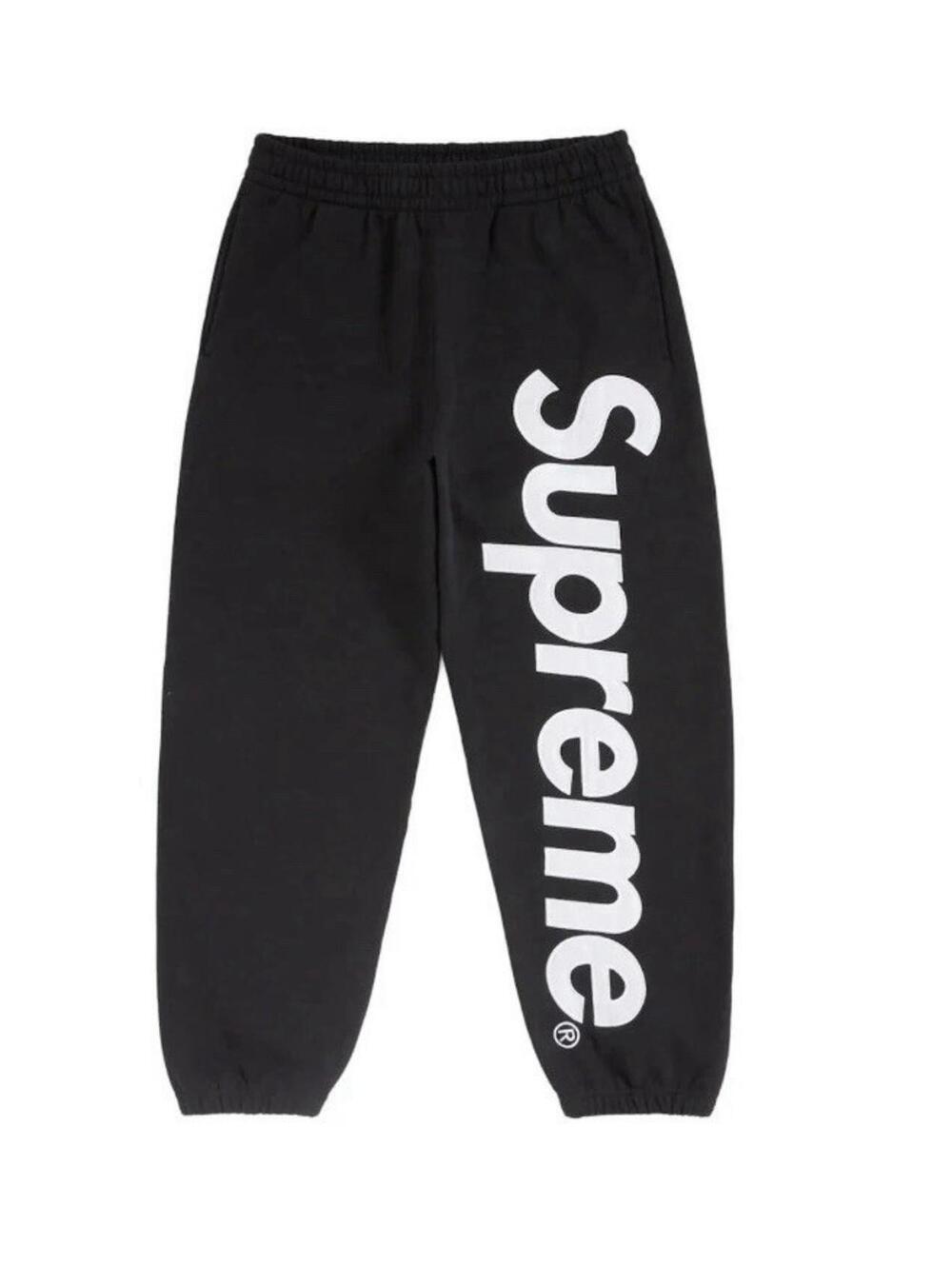 Supreme Satin Applique Sweatpant Black White Men's large L Size Pants Pant